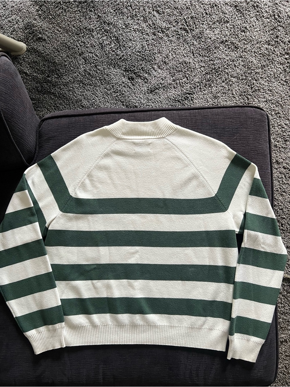 Frank & Oak Green and Cream Striped Turtleneck Sweater - Picture 3 of 4